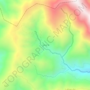 Mapa topográfico Lewara, altitud, relieve