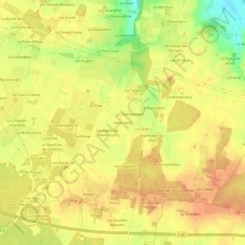 Mapa topográfico Saint-Louis, altitud, relieve