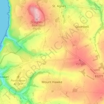 Mapa topográfico Mingoose, altitud, relieve