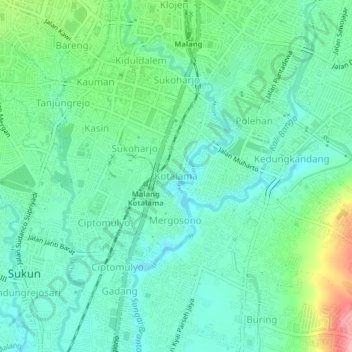 Mapa topográfico Kotalama, altitud, relieve