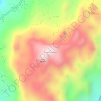Mapa topográfico Buttu Pedamaran, altitud, relieve