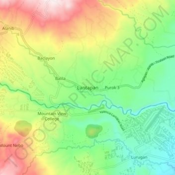 Mapa topográfico Lantapan, altitud, relieve
