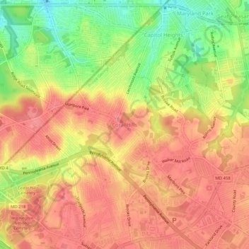 Mapa topográfico Coral Hills, altitud, relieve