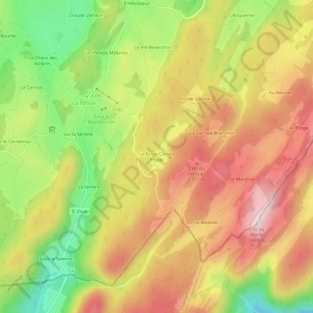 Mapa topográfico La Basse Combe Froide, altitud, relieve