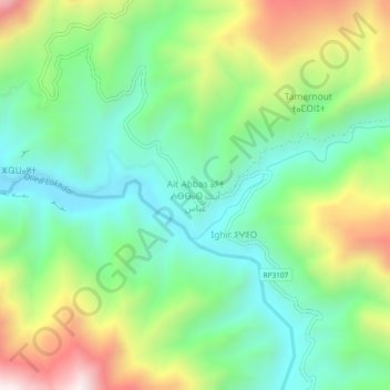 Mapa topográfico Ait Abbas, altitud, relieve