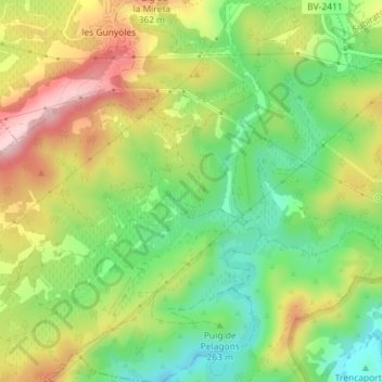 Mapa topográfico Costa Blanca, altitud, relieve