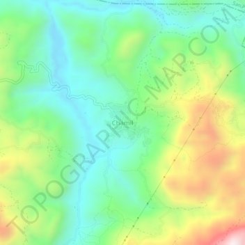 Mapa topográfico Chamil, altitud, relieve