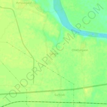 Mapa topográfico Sondri, altitud, relieve