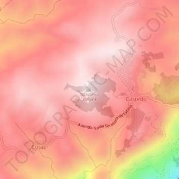 Mapa topográfico Bandeira, altitud, relieve