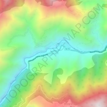Mapa topográfico Paras, altitud, relieve
