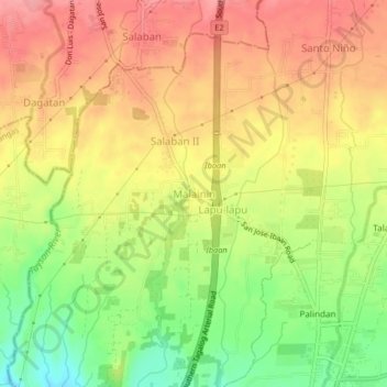 Mapa topográfico Malainin, altitud, relieve