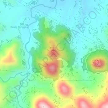 Mapa topográfico Gunung Patokbeusi, altitud, relieve