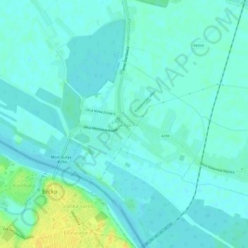 Mapa topográfico Gunja, altitud, relieve