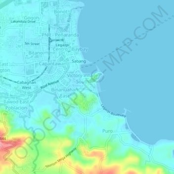 Mapa topográfico Dap-Dap, altitud, relieve