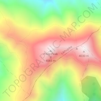 Mapa topográfico Pikey Peak II, altitud, relieve