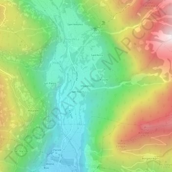 Mapa topográfico Villaretto, altitud, relieve