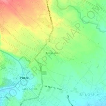 Mapa topográfico Mancatian, altitud, relieve