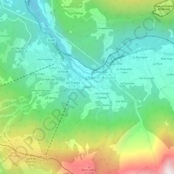 Mapa topográfico L'Essert, altitud, relieve