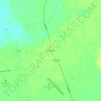 Mapa topográfico Monaville, altitud, relieve