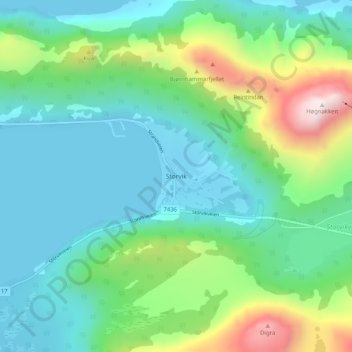 Mapa topográfico Storvik, altitud, relieve