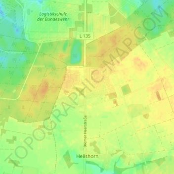 Mapa topográfico Lange Heide, altitud, relieve