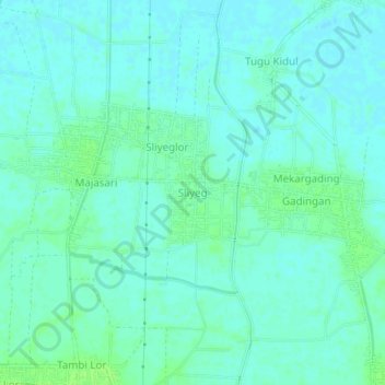 Mapa topográfico Sliyeg, altitud, relieve