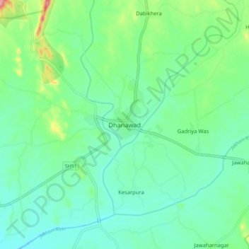 Mapa topográfico Dhariawad, altitud, relieve