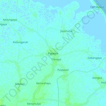 Mapa topográfico Pejaten, altitud, relieve