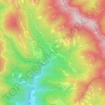 Mapa topográfico La Montagna, altitud, relieve