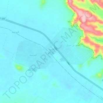Mapa topográfico Al Quraynah, altitud, relieve