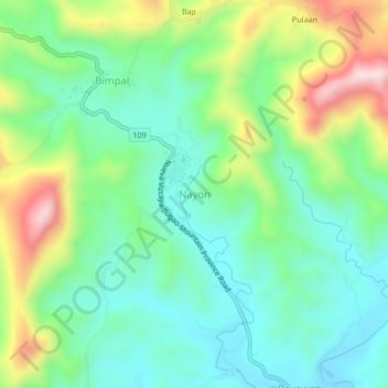 Mapa topográfico Nayon, altitud, relieve