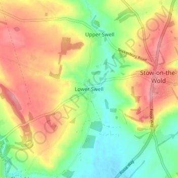 Mapa topográfico Lower Swell, altitud, relieve