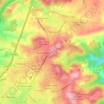 Mapa topográfico Maple Ridge, altitud, relieve
