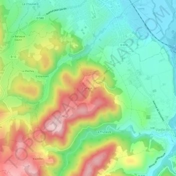 Mapa topográfico Simpal, altitud, relieve