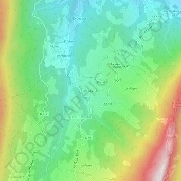 Mapa topográfico Combarut, altitud, relieve