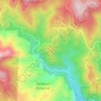 Mapa topográfico Poorman Hill, altitud, relieve
