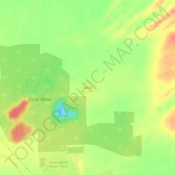 Mapa topográfico Giral, altitud, relieve