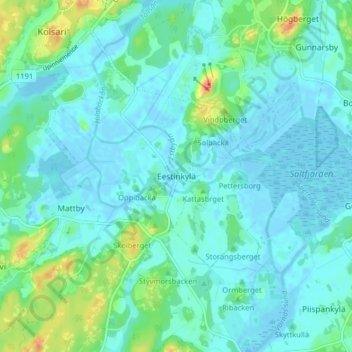 Mapa topográfico Eestinkylä, altitud, relieve