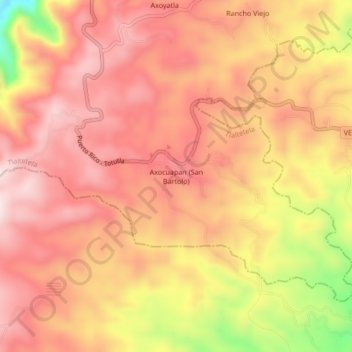 Mapa topográfico Axocuapan (San Bartolo), altitud, relieve