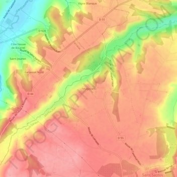 Mapa topográfico Feugasses, altitud, relieve