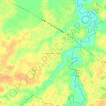 Mapa topográfico Kertarahayu, altitud, relieve
