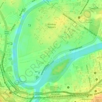 Mapa topográfico Sangamwadi, altitud, relieve