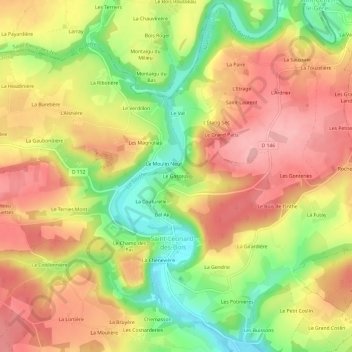 Mapa topográfico Le Gasseau, altitud, relieve