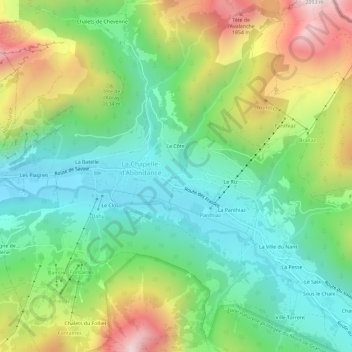 Mapa topográfico Chez les Thoules, altitud, relieve