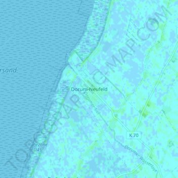 Mapa topográfico Dorum-Neufeld, altitud, relieve