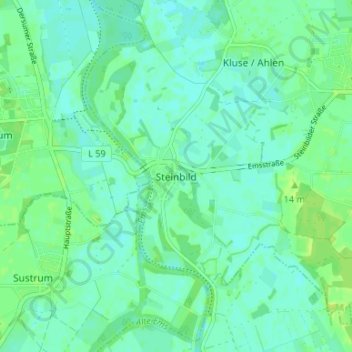 Mapa topográfico Steinbild, altitud, relieve