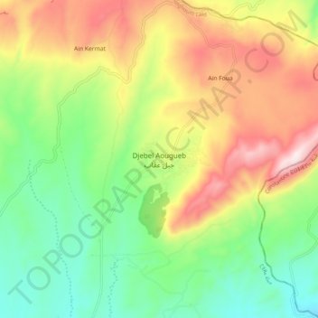 Mapa topográfico Djebel Aougueb, altitud, relieve