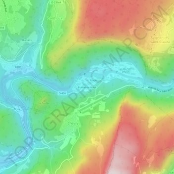 Mapa topográfico Étables-le-Haut, altitud, relieve