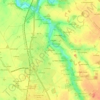 Mapa topográfico La Mortayère, altitud, relieve