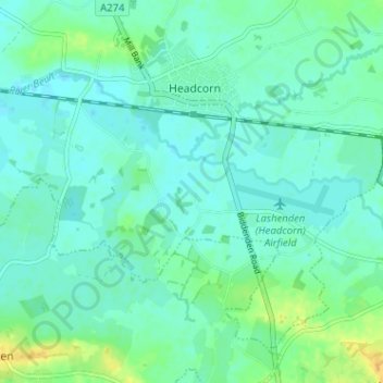 Mapa topográfico Bletchenden, altitud, relieve